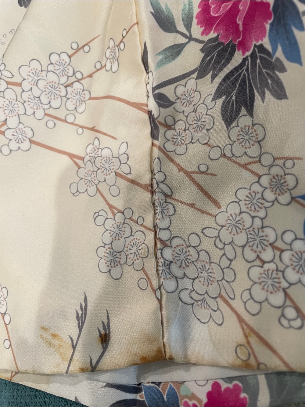 Vintage Japanese Oriental lined Robe beautiful floral/birds Fabric - Picture 11 of 13